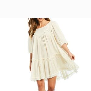 Free People Mystery Land Ivory Cream Tunic Dress Size S